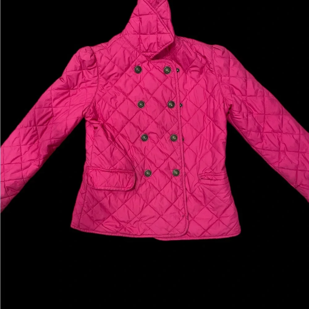 Ralph Lauren girls Large 10-14 quilted button jacket dress coat Barbie pink
